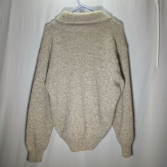 L.L. Bean Men's Wool Sweater Size Large Button Detail Beige Heather - Picture 12 of 12